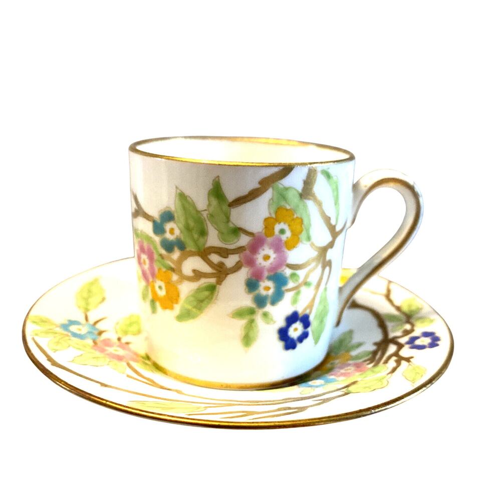 Vintage Hammersley "Stoke-on-Trent" Floral Demitasse Tea Cup & Saucer England